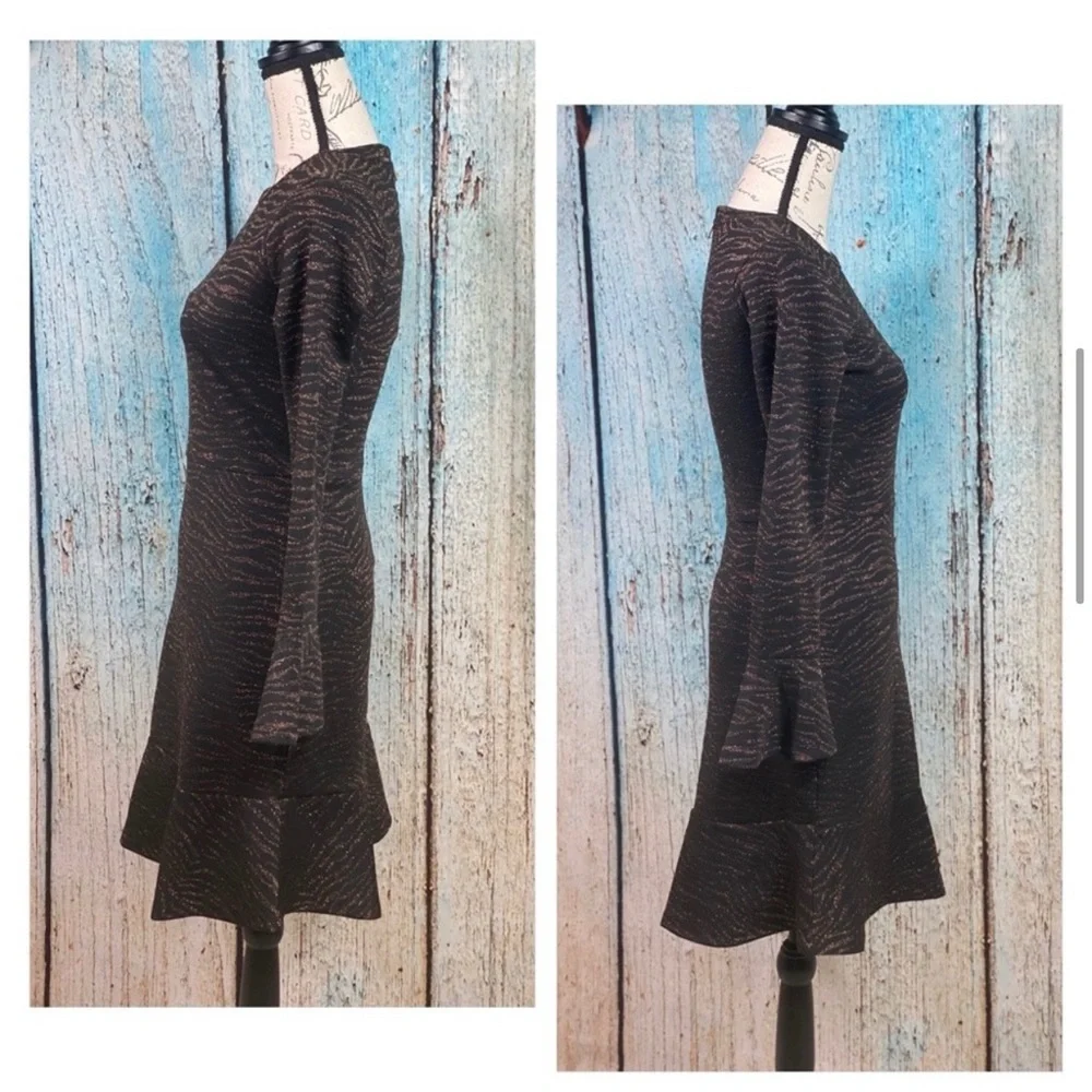 MICHAEL KORS NWT Caramel Animal Print Flounce Trim Dress - Picture 5 of 14